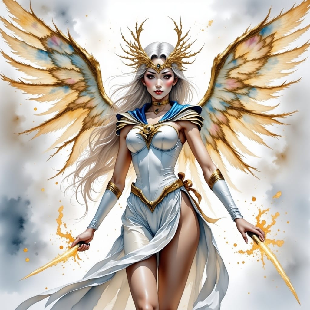 Sailor Moon in Serenity Form with Golden Wings