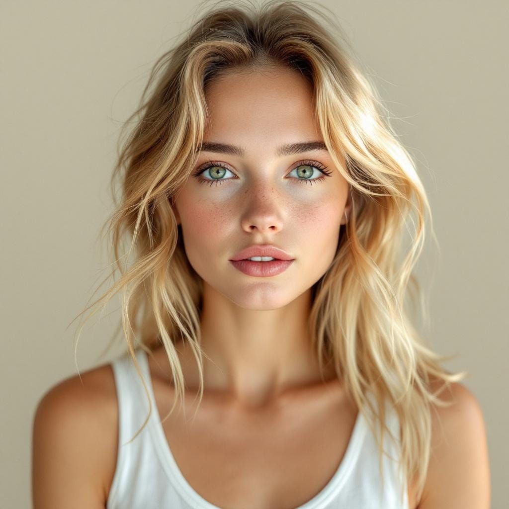 Portrait of a Young Woman with Green Eyes