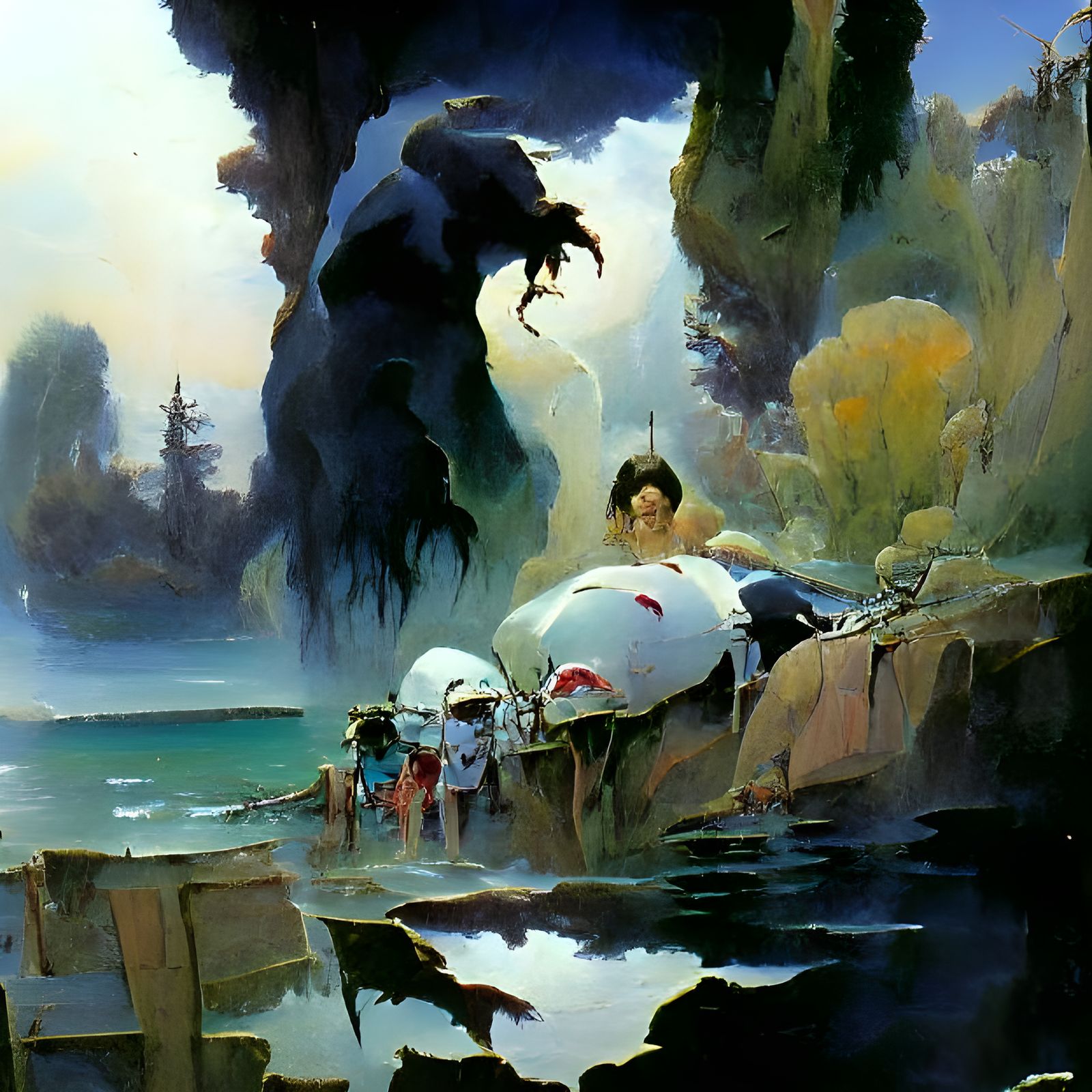 Eerie Lake of Dracula in Gothic Horror Style