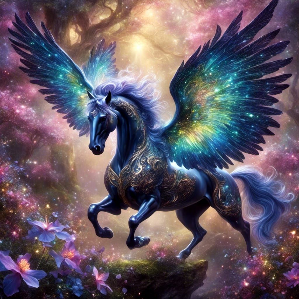 Ethereal Pegasus with Sparkle Effect