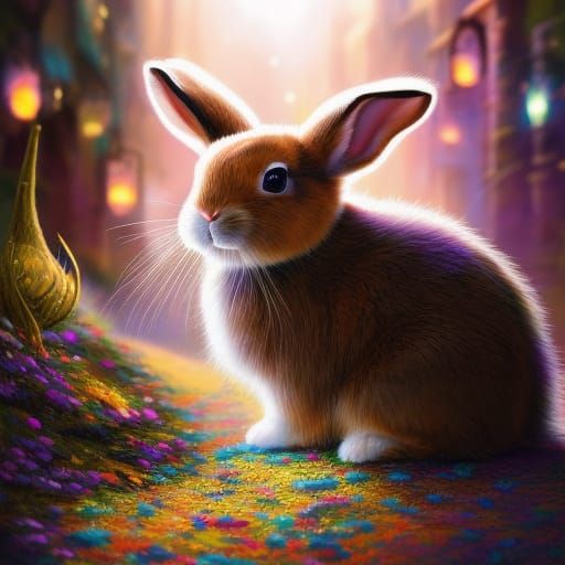 Whimsical Cute Bunny in Detailed Fantasycore Style