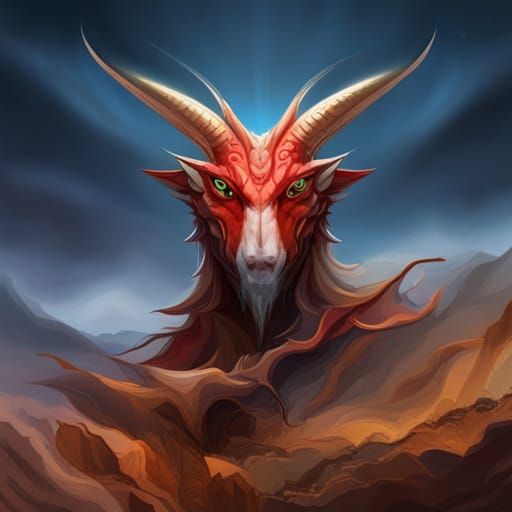 Intimidating Red Dragon with Pearly Eyes in Dark Fantasy Sty...