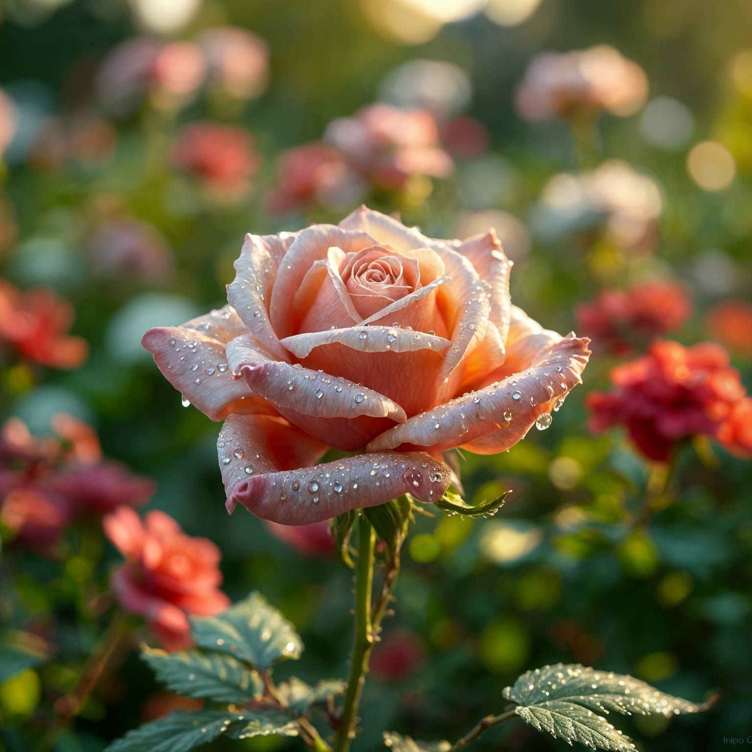 Dew-Kissed Rose in Hyperrealistic Digital Art