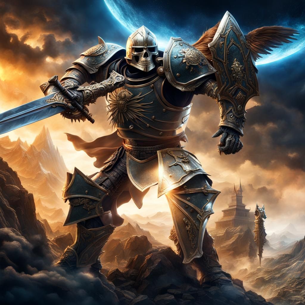 Armored Skeleton Knight with Sword and Shield