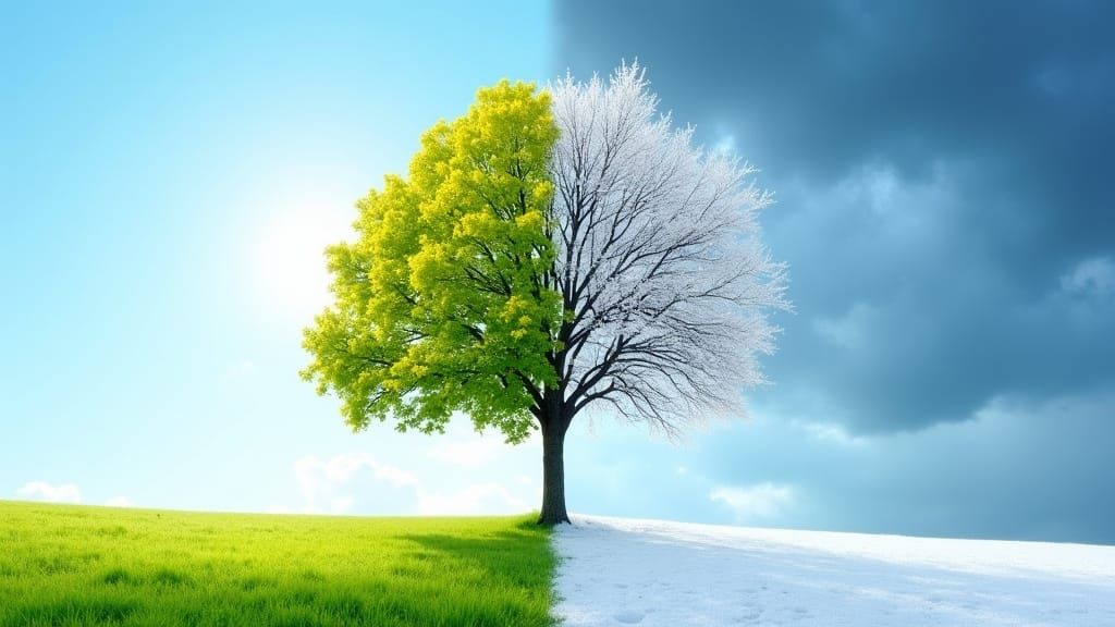 Tree Divided: Summer and Winter