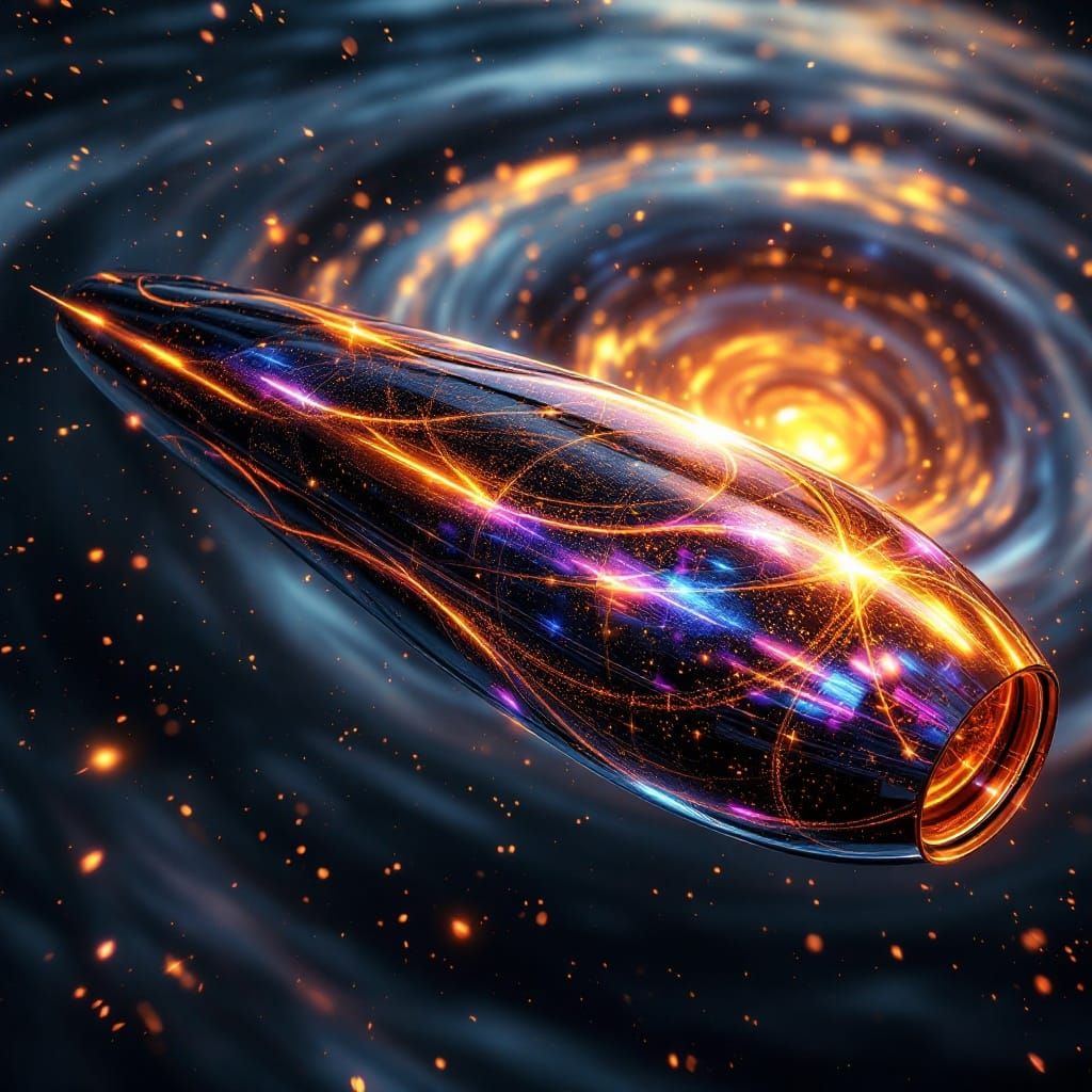 Sleek, Iridescent Spacecraft Spins Through Cosmic Vortex in ...