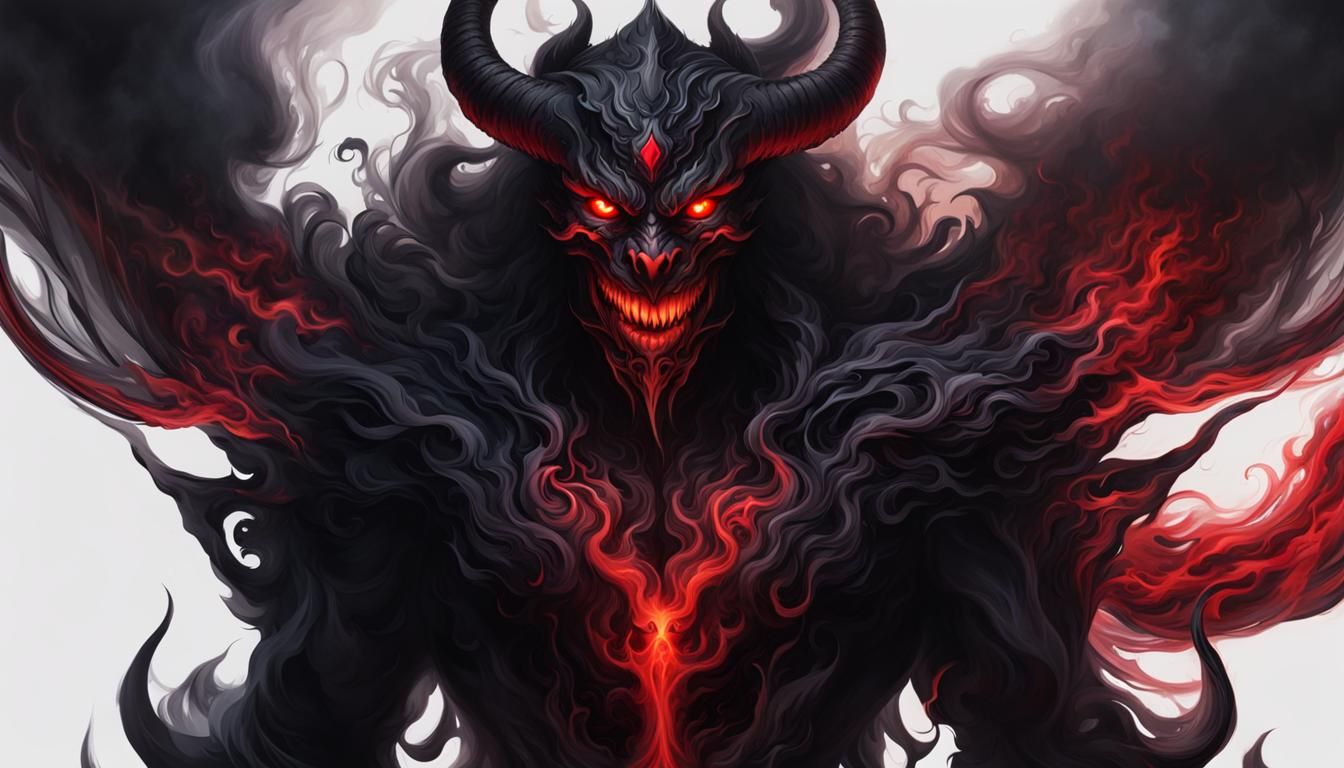 Ethereal Demon of Smoke with Red Eyes