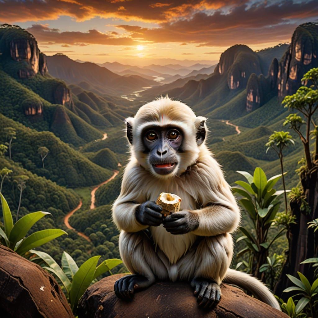 Mirthful Marshmallow Monkeys in Madagascar Landscape