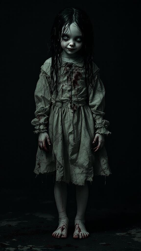 Terrifying Porcelain Doll in a Dark Void