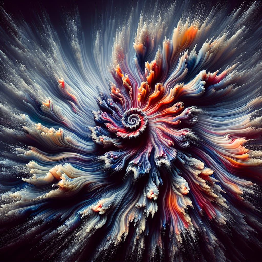 Abstract Gastrotrich Liquid Explosion in Complementary Color...