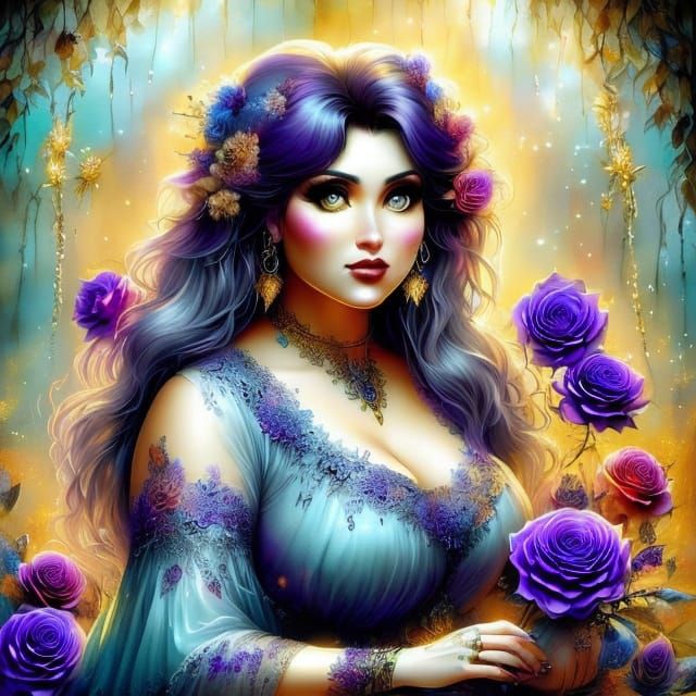 Surreal Portrait of Woman with Floral Tattoos