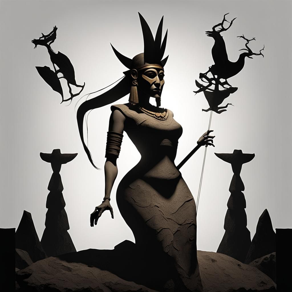 Neolithic Priestess in Shadow Puppet Silhouette Animation