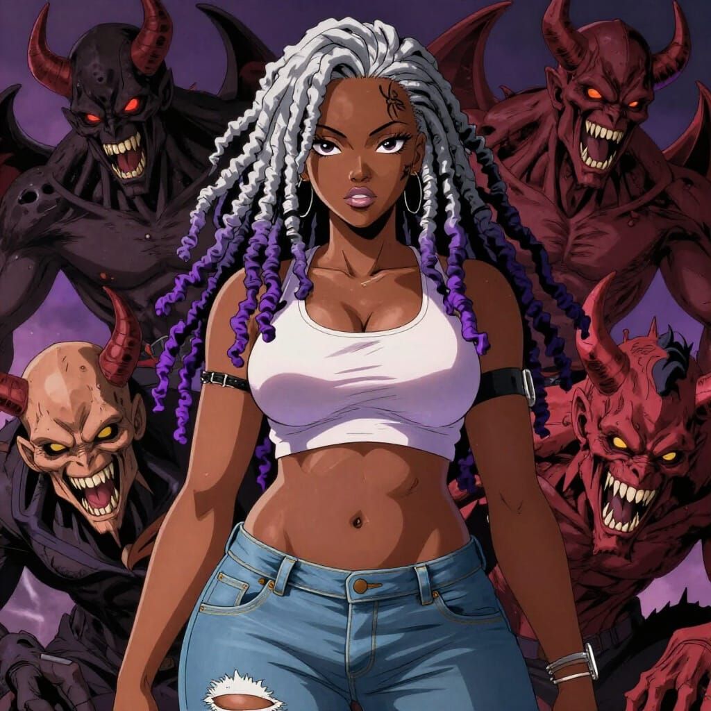 Dark Jamaican Woman Fights Demonic Foes in Manga Style