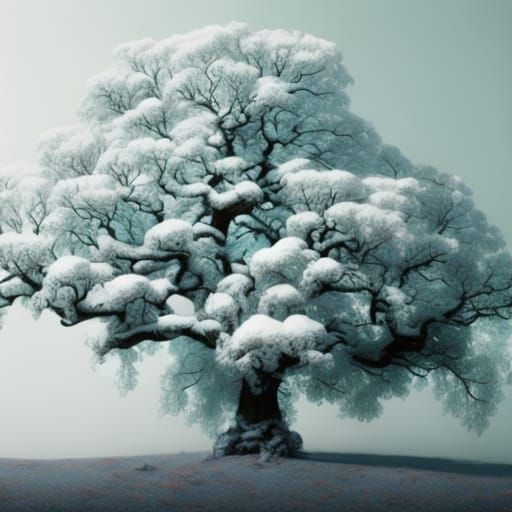 Snow on a oak tree