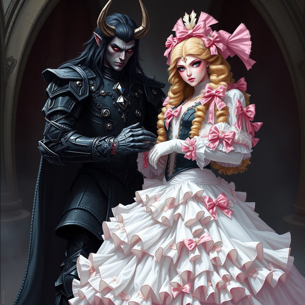 Demon King and Sissy Princess Wedding in Manga Style