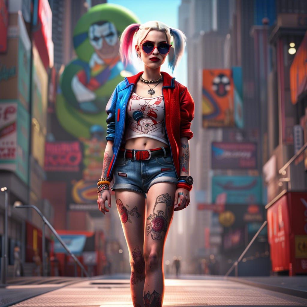 Harley Quinn in Spider-Verse Art Style
