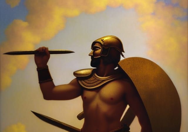 Spartan Warrior in Golden Hour, Parrish Style