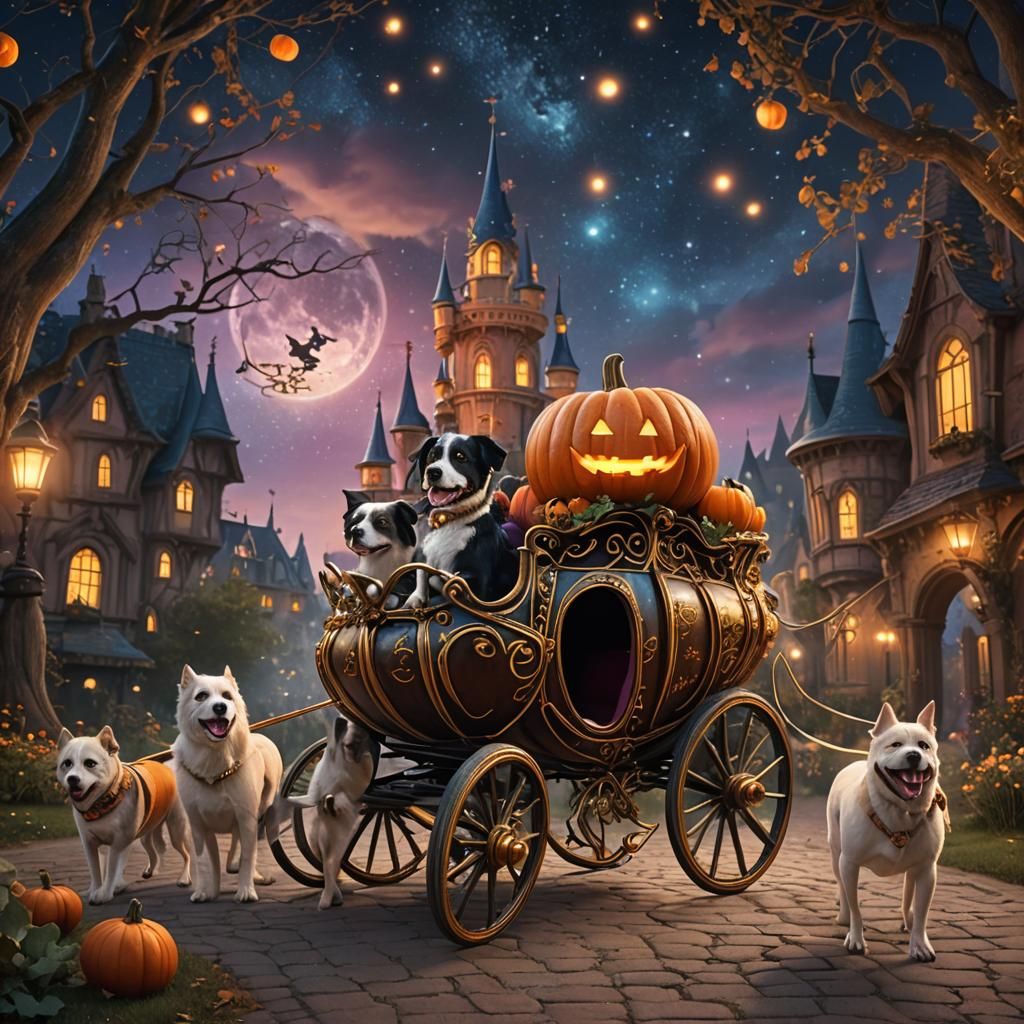 Magical Pumpkin Carriage to Starlit Ball, Detailed Matte Pai...