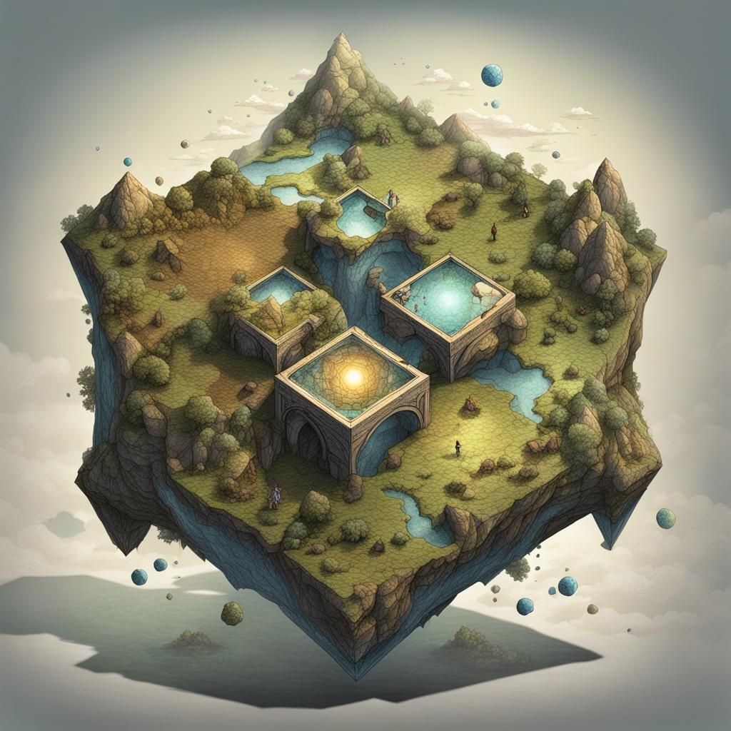 Fantasy World Contained Within Hexahedron