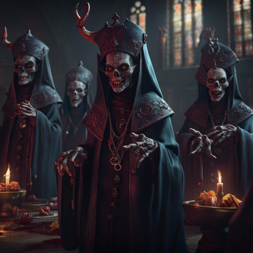Demonic Priests Party with Zombie Nuns: Matte Painting