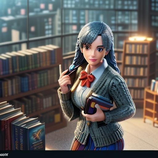 Detailed School Librarian Action Figure in Plastic