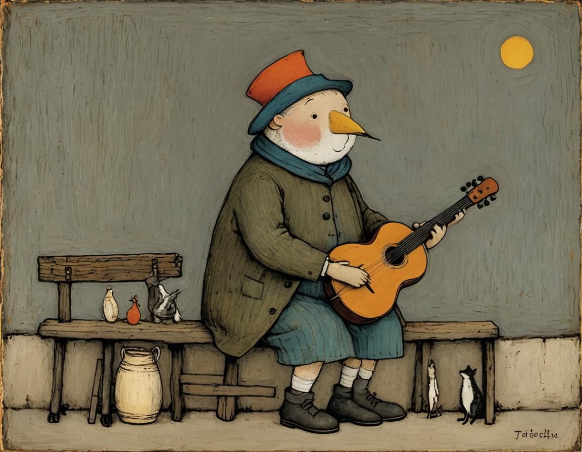 Charming Little Musician Illustration