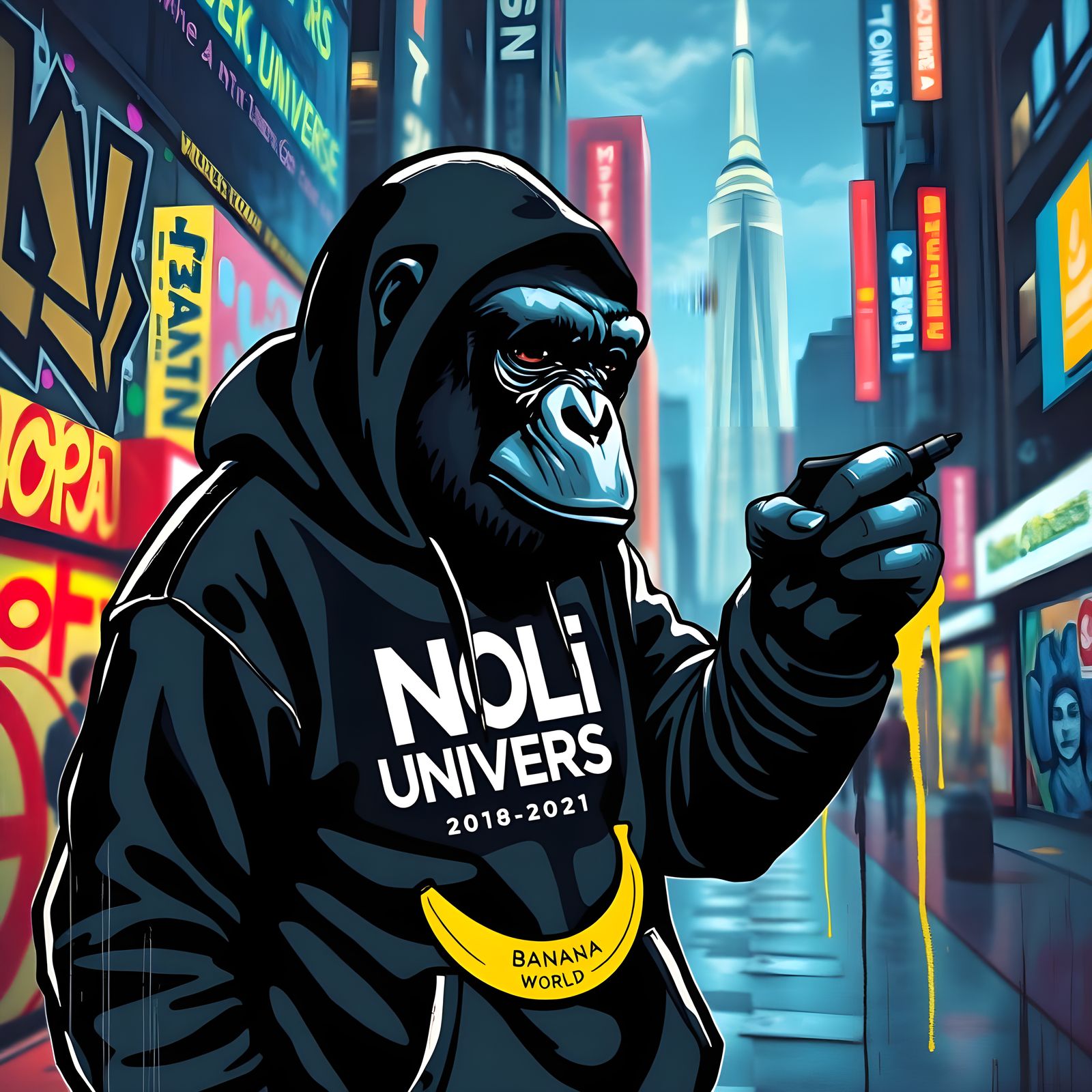 Gorilla Graffiti Art in Abstract Style