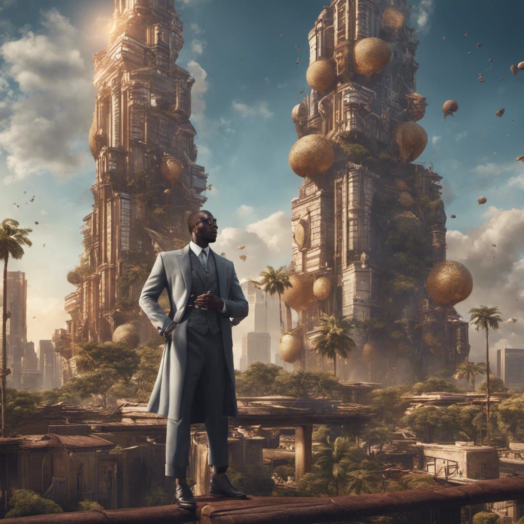 Modern African Man in Futuristic City Concept Art