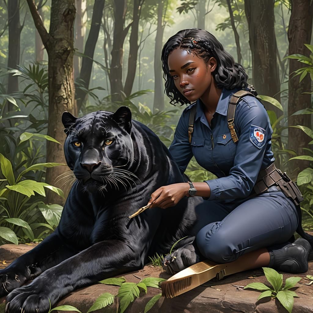 Zookeeper and Black Panther in Anime Style