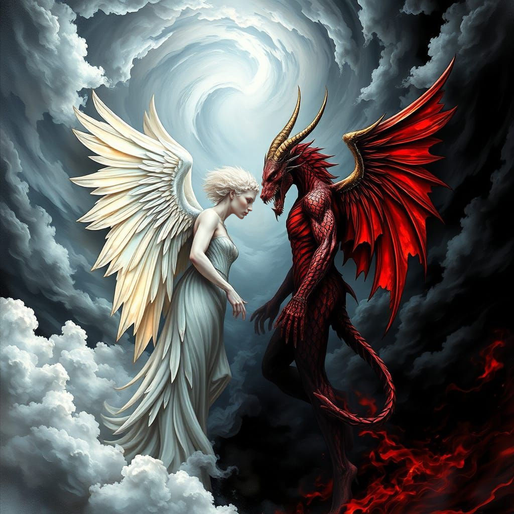 Angel and Demon Reflection: Elegant Depiction of Heaven and ...