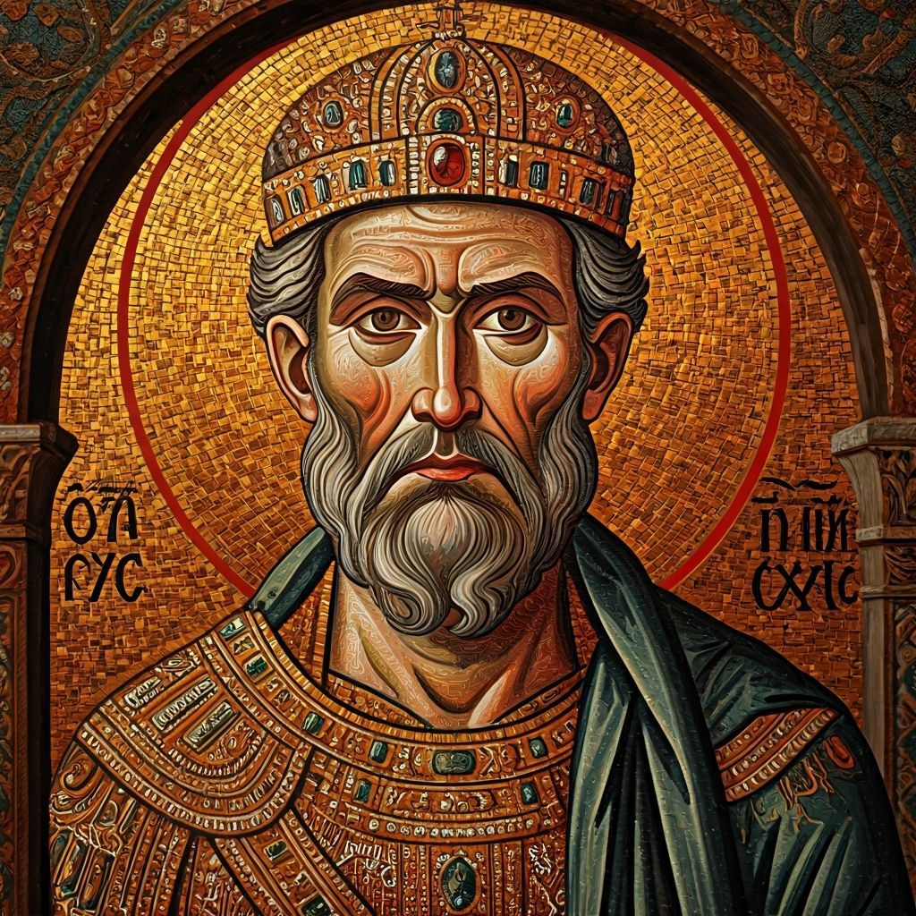 Emperor Basil I Byzantine Mosaic in Church Chapel
