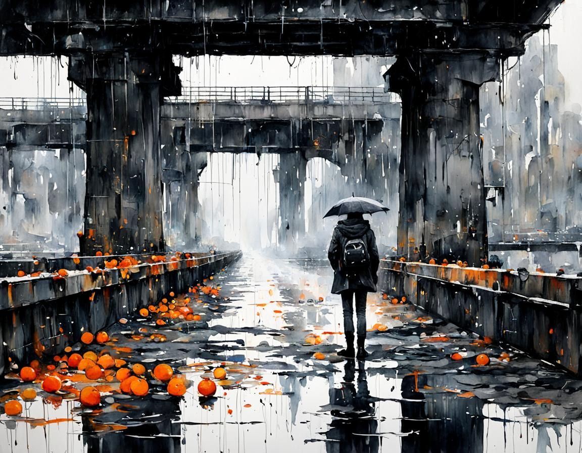 Despair Under the Bridge: Watercolor and Mixed Media Art