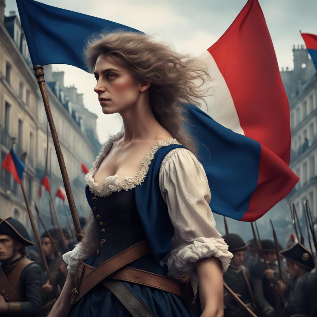 Fierce Marianne Leading French Revolution in Digital Paintin...