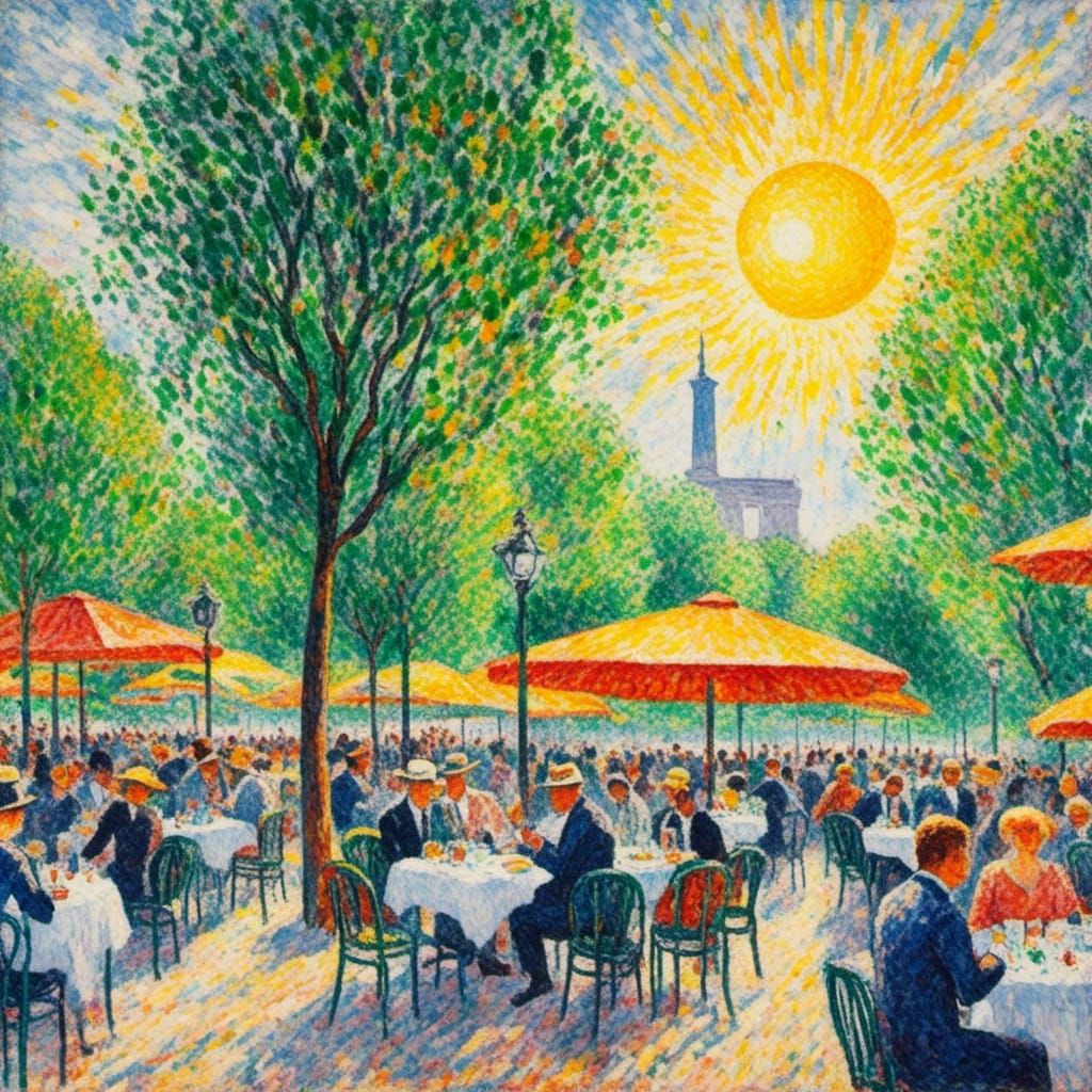 Paris Cafe Terrace in Dadaism Style
