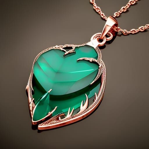 Ethereal gothic rose gold necklace with green jade pendant& ...