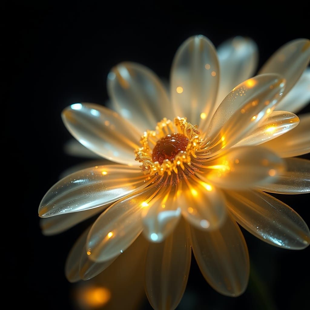 Glowing Glass Daisy in Dreamlike Matte Painting