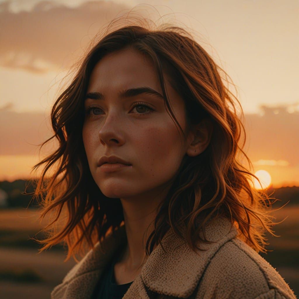 Golden Hour: Person Watches Dramatic Sunset