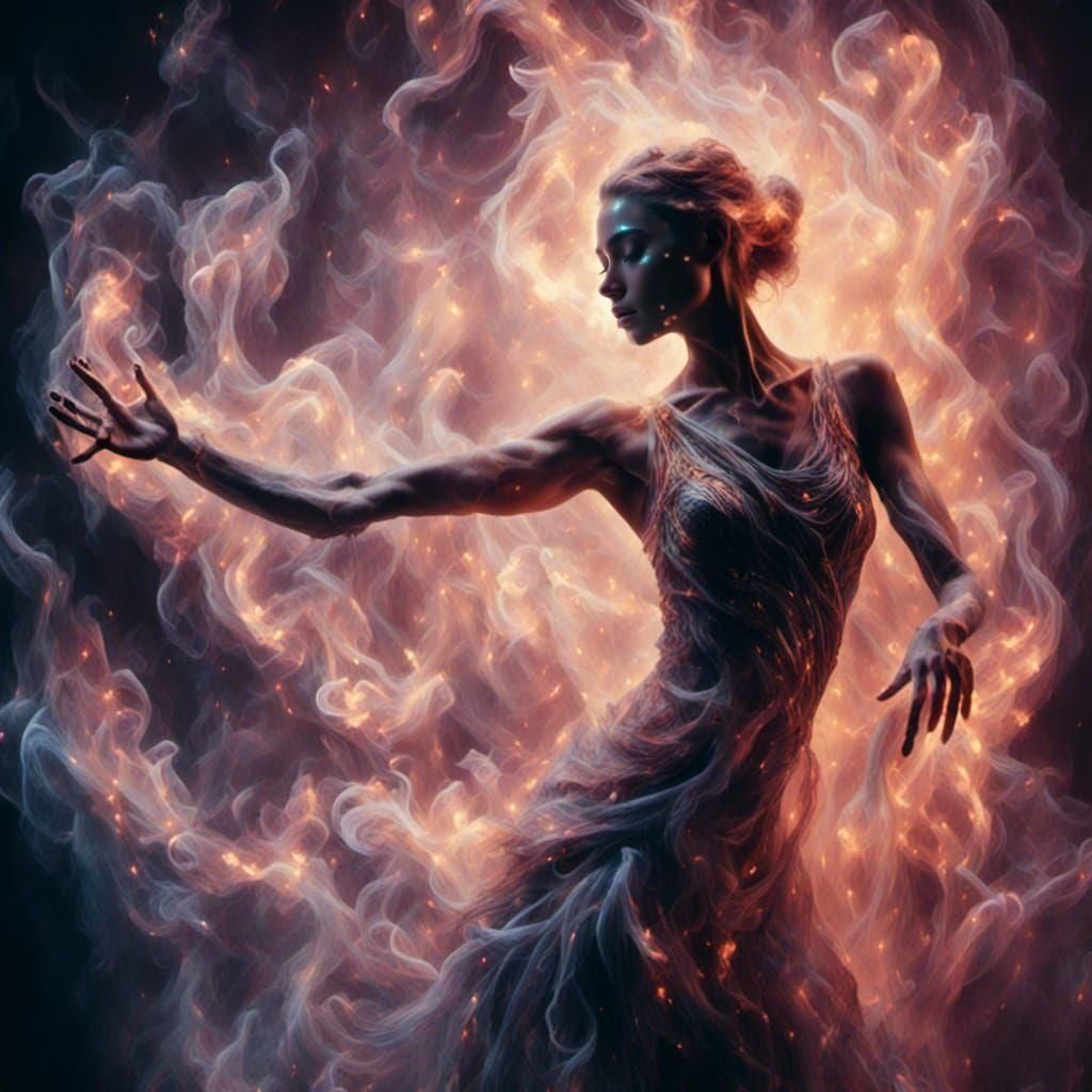 Glowing Cheetah Soaring Through Magic Smoke