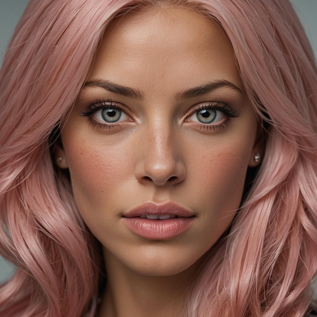 Hyperrealistic Portrait with Pink Hair