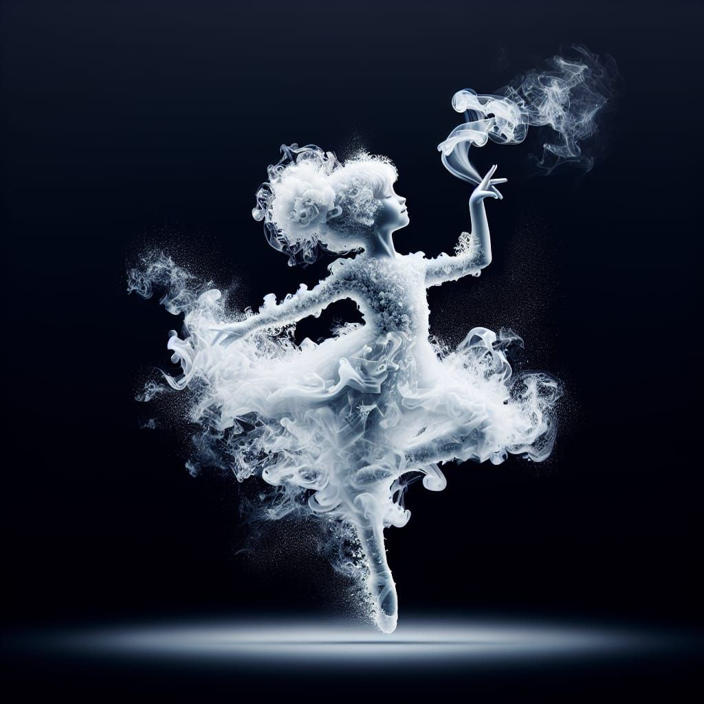 Ethereal Ice Girl in Dynamic Dance Pose