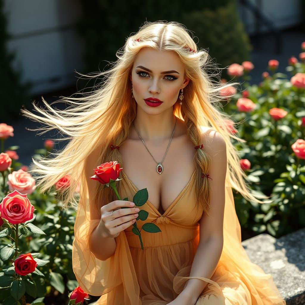 Goddess with Roses, Cinematic Film Still