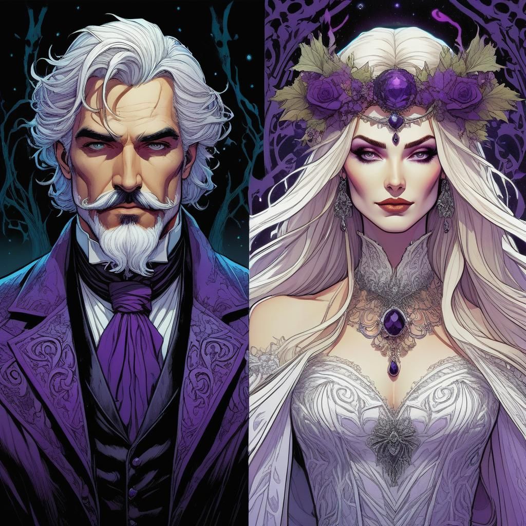 Witch Bride and Warlock Groom Wedding Portrait