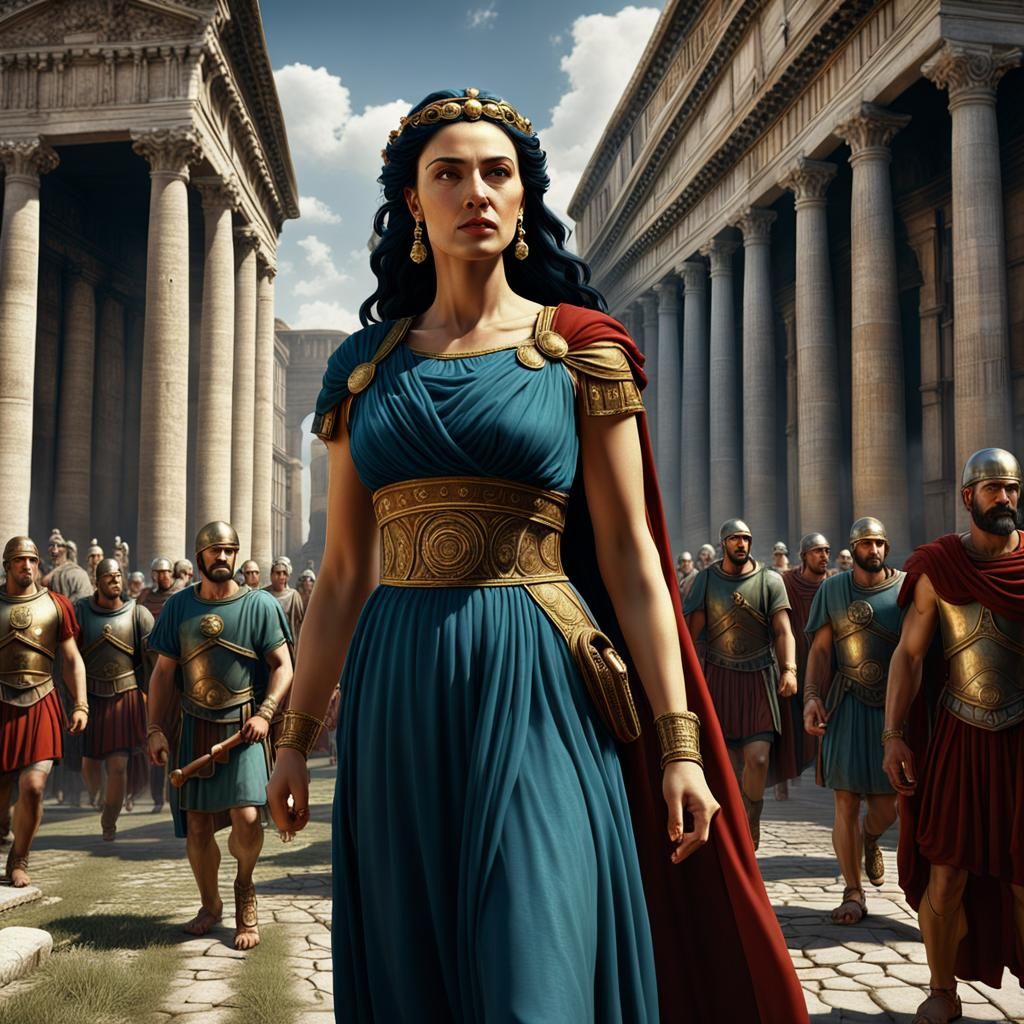 Beautiful Roman Woman in Classical Setting