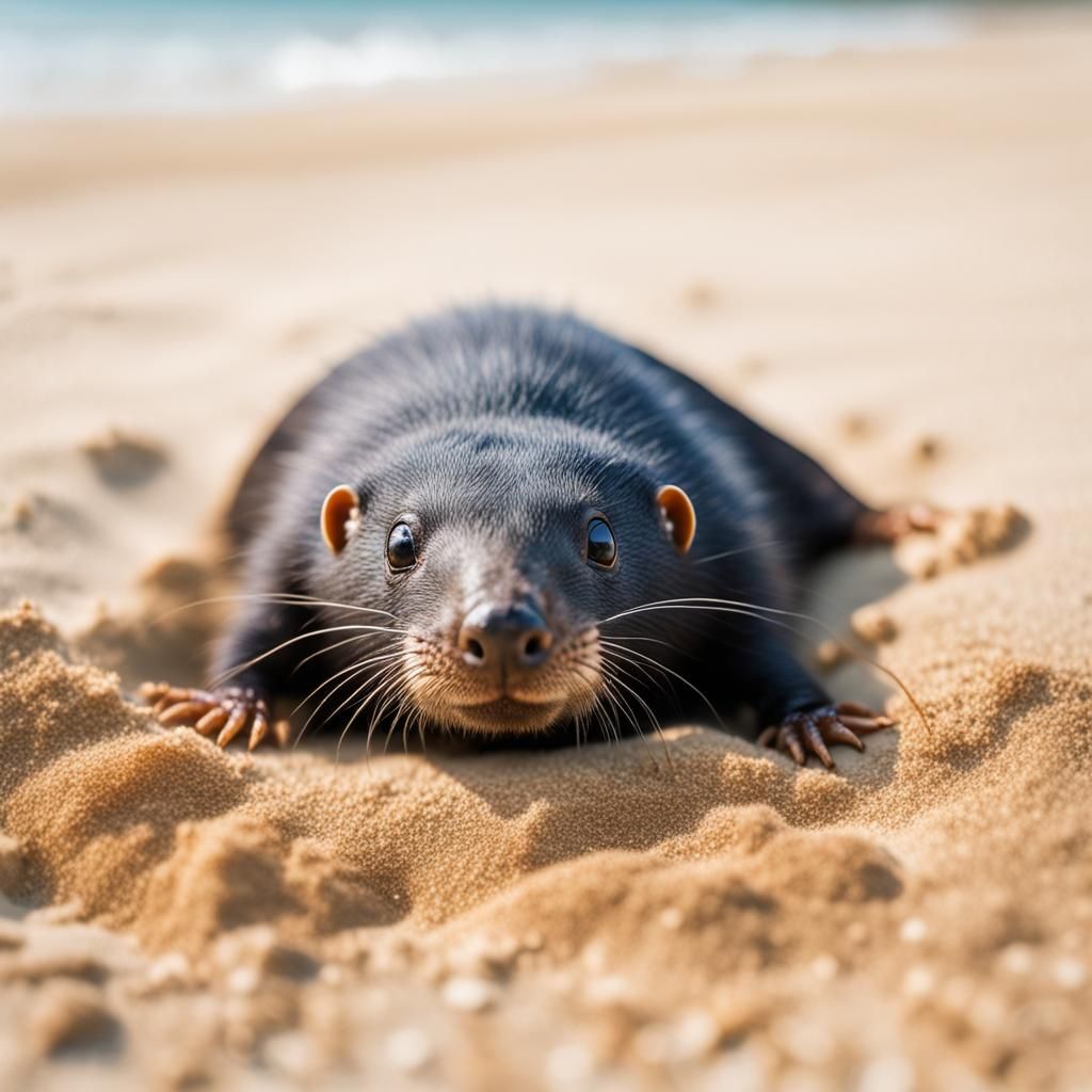 Eye-Eyed Mole on Sandy Beach: Professional Photo