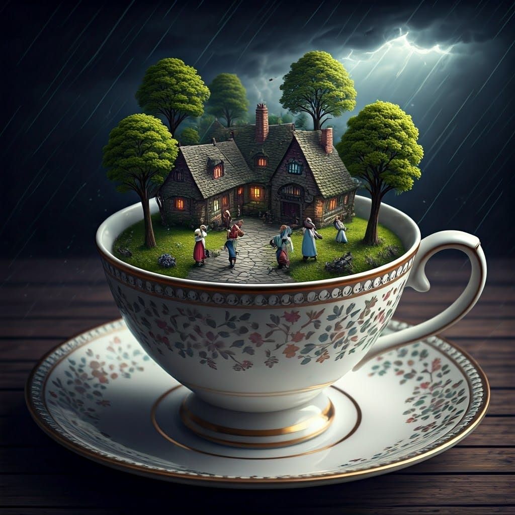 Stormy Village in Teacup