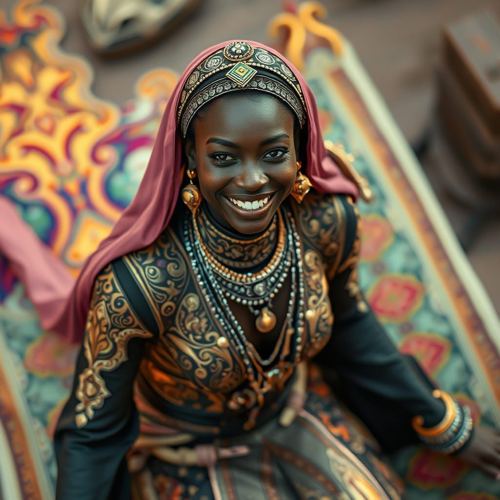 Futuristic Arabian Woman on Magic Carpet