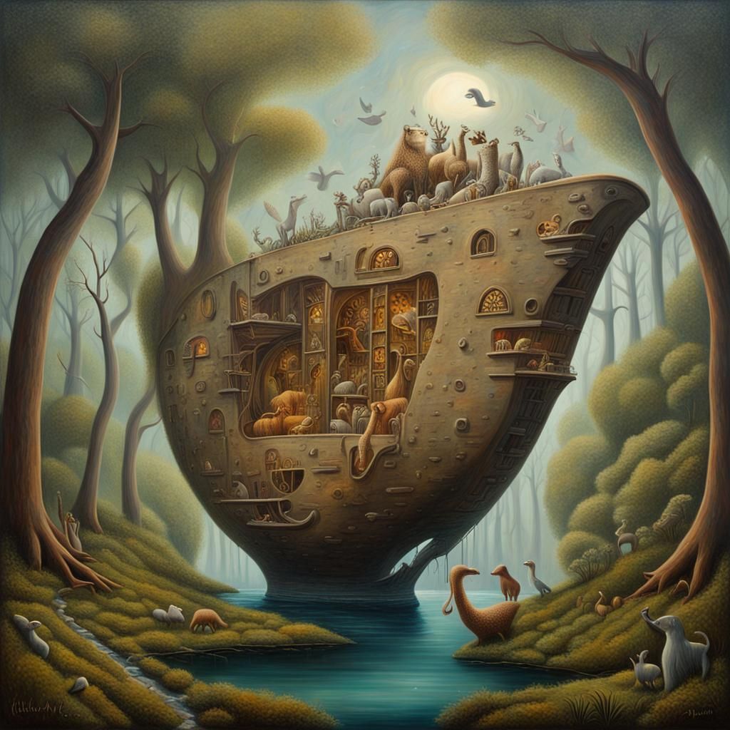 Noah's Ark in Surreal Looking Glass Forest