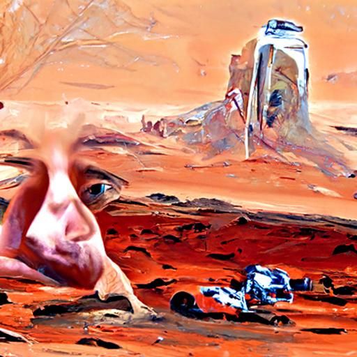 Elon Musk Bored on Mars, Oil Painting