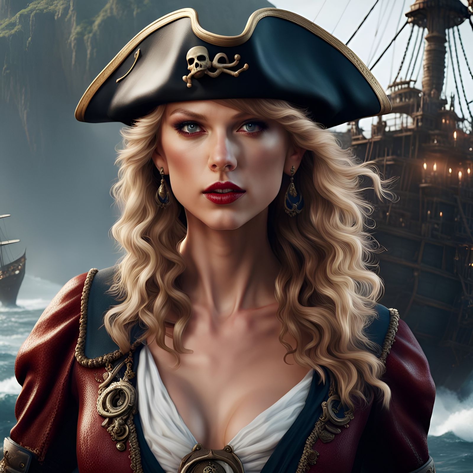 Taylor Swift as Pirate: Detailed Matte Painting