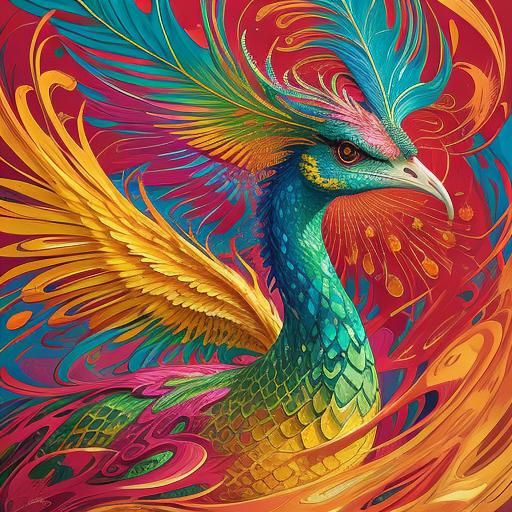 Dragon Peacock Woman in Abstract Expressionism